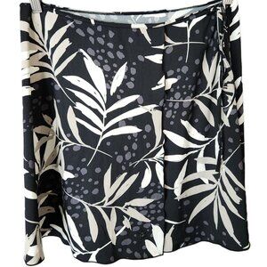 Coolibar UPF 50+ Convertible Wrap Mini Skirt Small‎ Black Swim Cover Floral